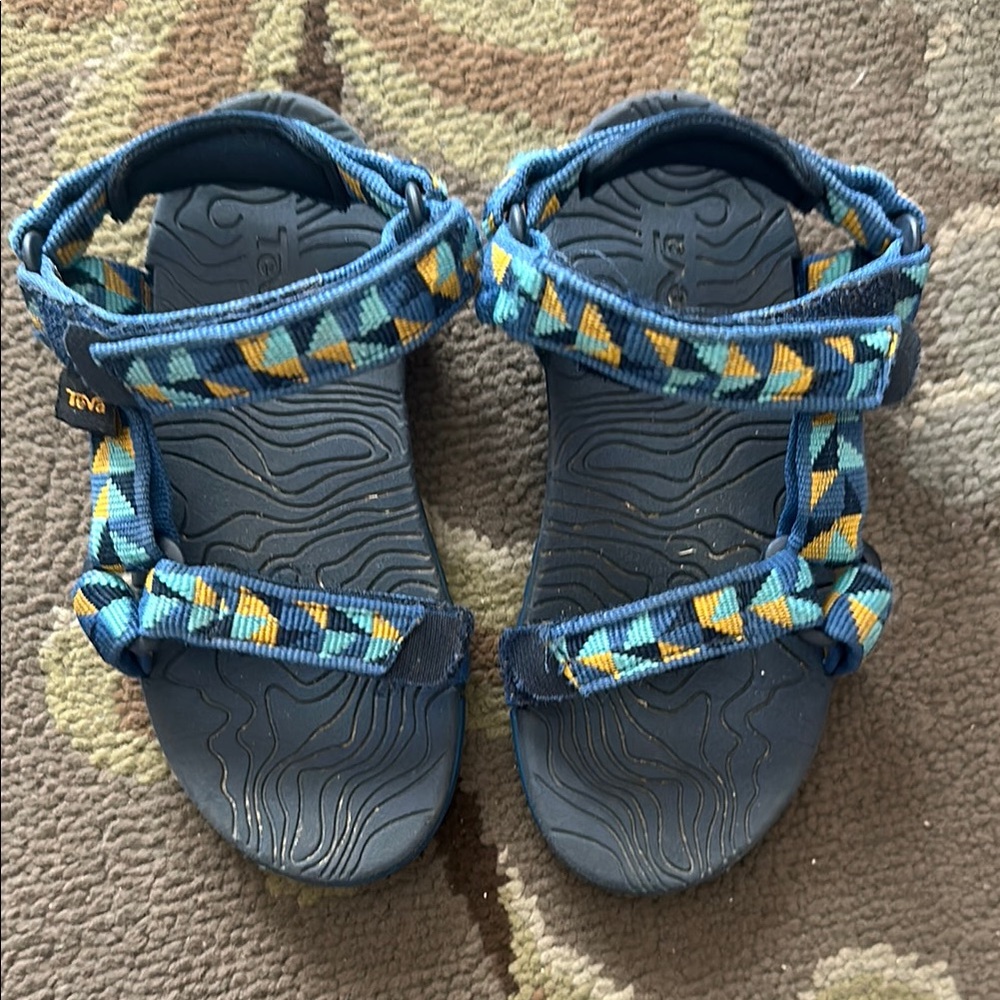 Teva Blue and Yellow Sport Sandals with Adjustable Straps